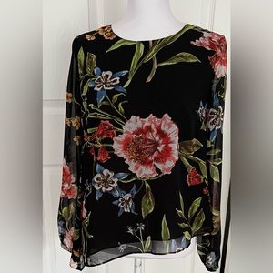 Rachel Roy Asymmetrical Floral Print Top - Size Small